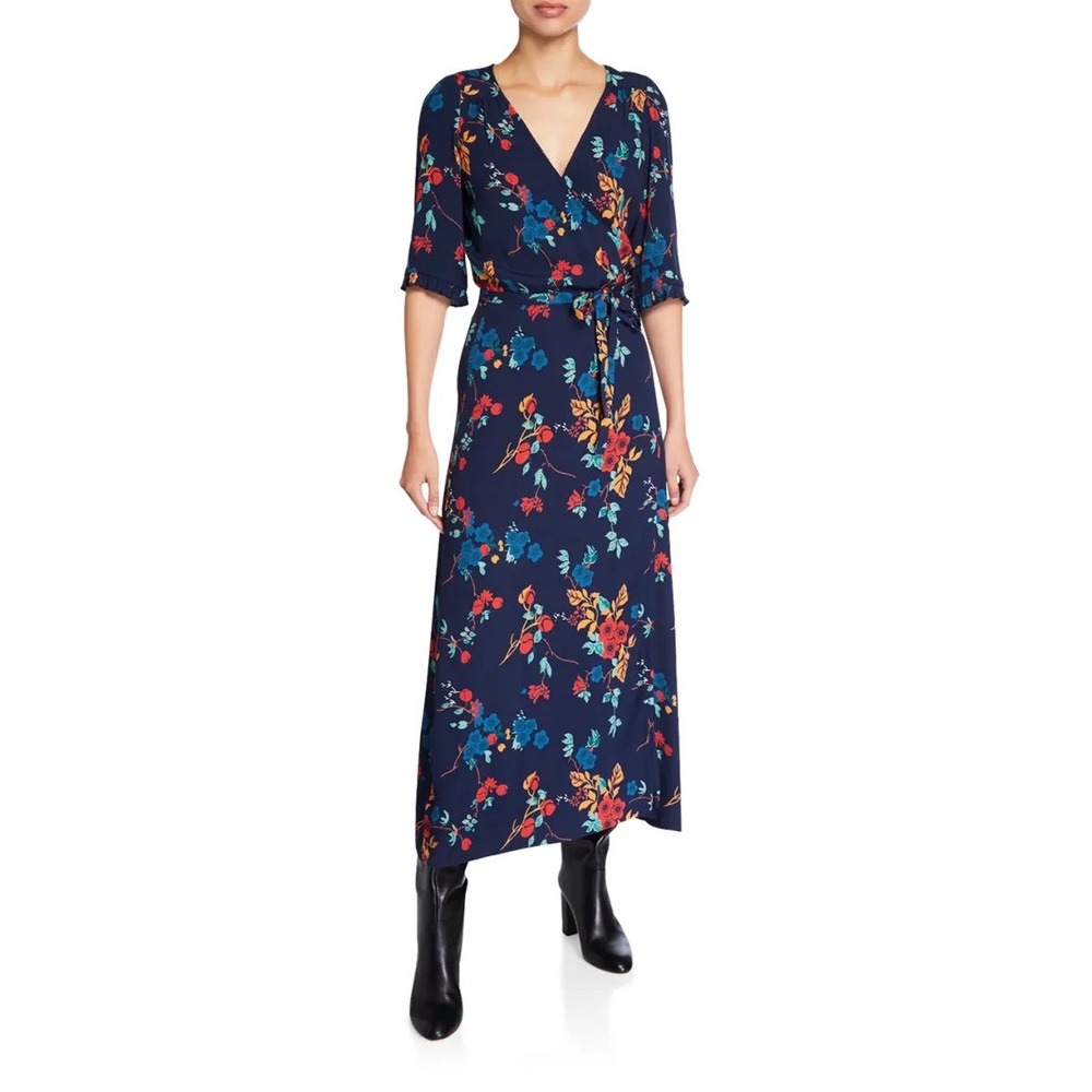 Sea New York Mari Wrap Dress Floral Maxi Ruffle Boho Feminine Office‎ Effortless